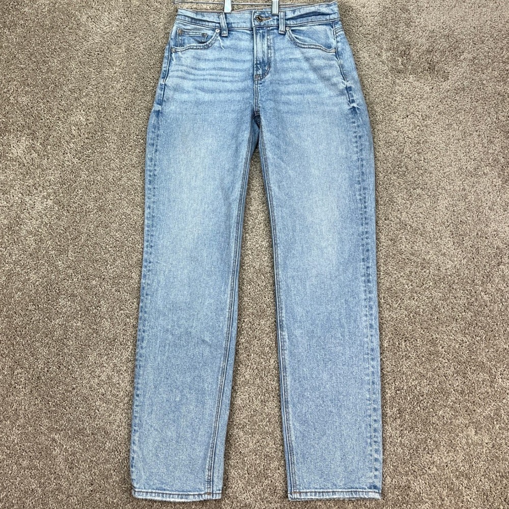 American Eagle Stretch Jeans Women 8 27x30 Light Wash Straight Leg 5 Pocket EUC